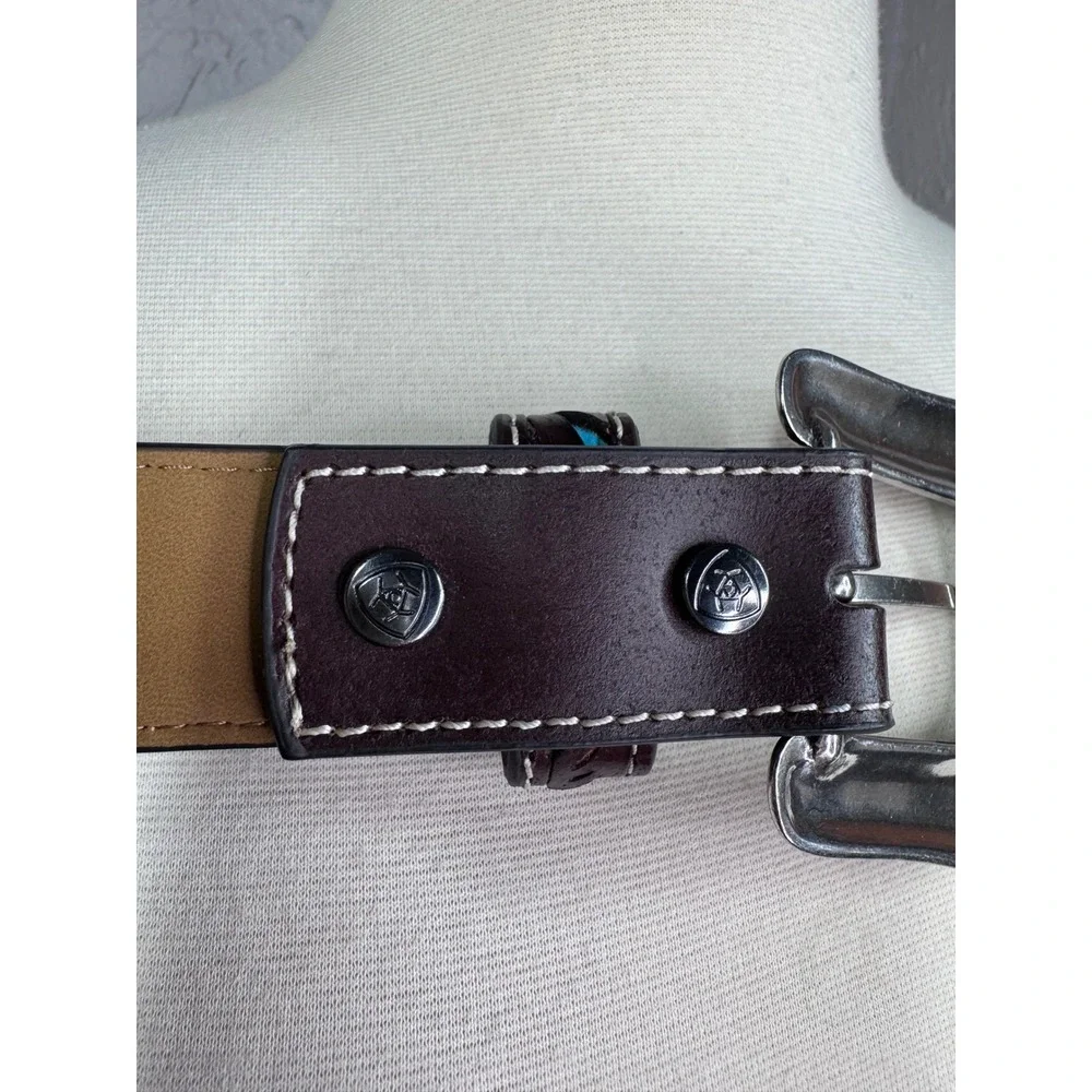 Ariat girls' brown tooled leather western belt size 20